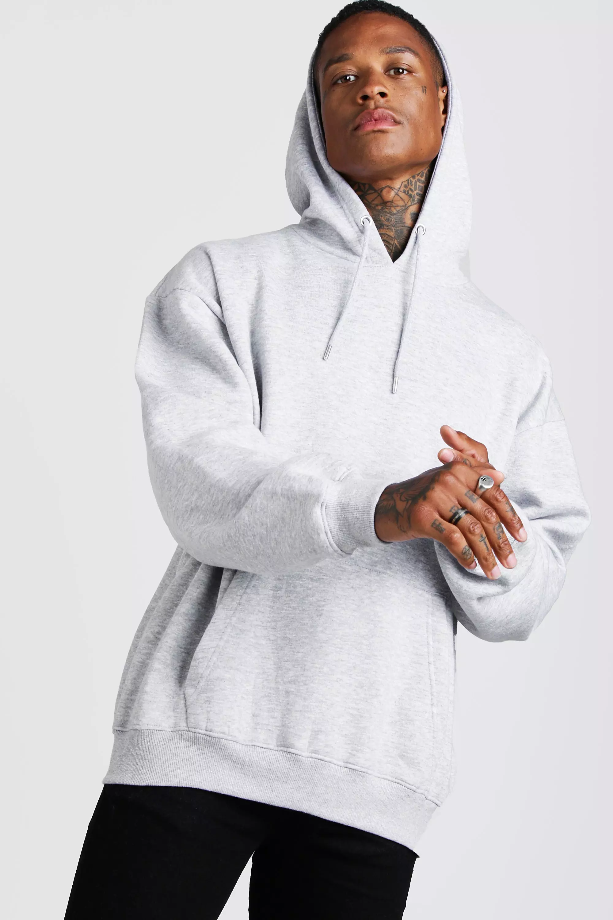 Basic Oversized Over The Head Fleece Hoodie boohooMAN USA